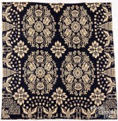 JACQUARD COVERLET, MID 19TH C.