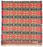JACQUARD COVERLET, MID 19TH C.