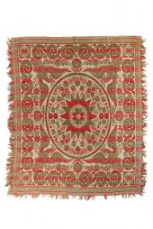 JACQUARD  COVERLET.  Unsigned