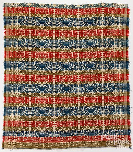 JACQUARD WOVEN COVERLET, DATED