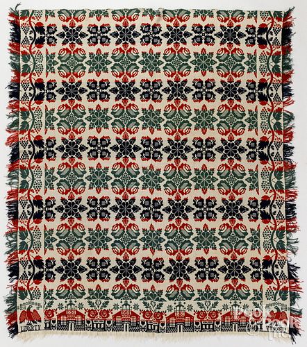JACQUARD WOVEN COVERLET, MID 19TH
