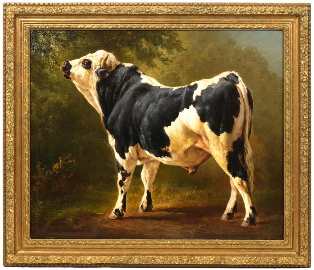 JACQUES BRASCASSAT OIL 'A BULL IN