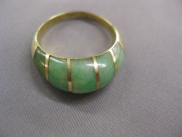 Jade 14k Gold Ring mottled green