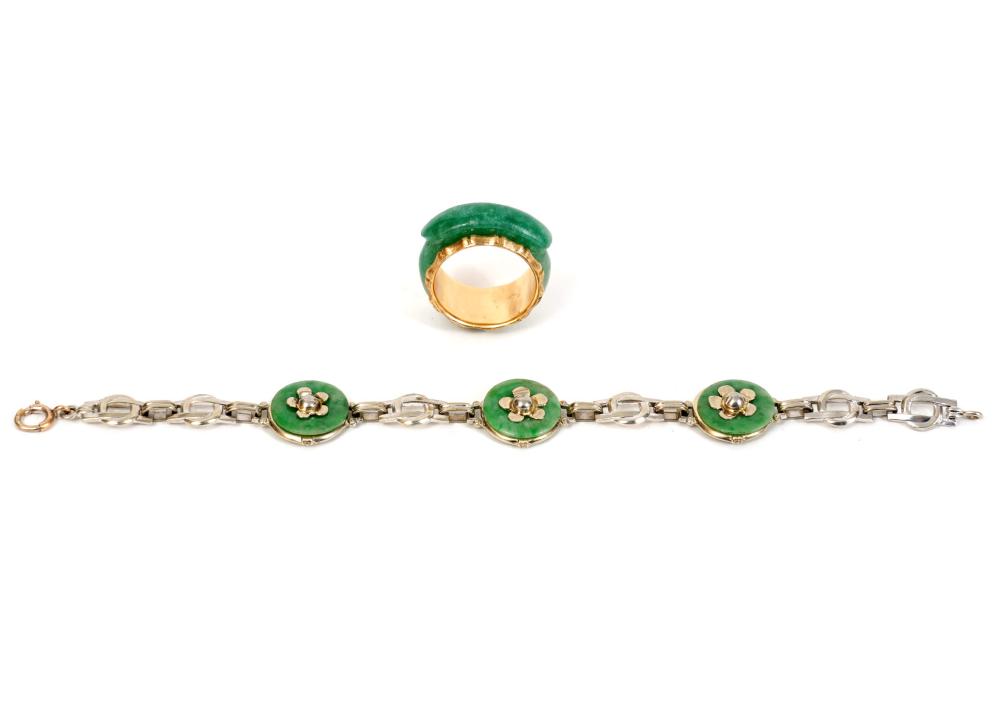 JADE & 14K WG BRACELET & JADE 14K