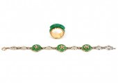 JADE & 14K WG BRACELET & JADE