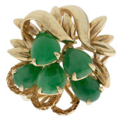 JADE, 14K YELLOW GOLD RING<br>