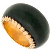 JADE, 14K YELLOW GOLD RING<br>