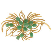 JADE, 14K YELLOW GOLD SPRAY BR