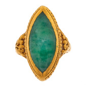 JADE, 24K YELLOW GOLD RING<br>