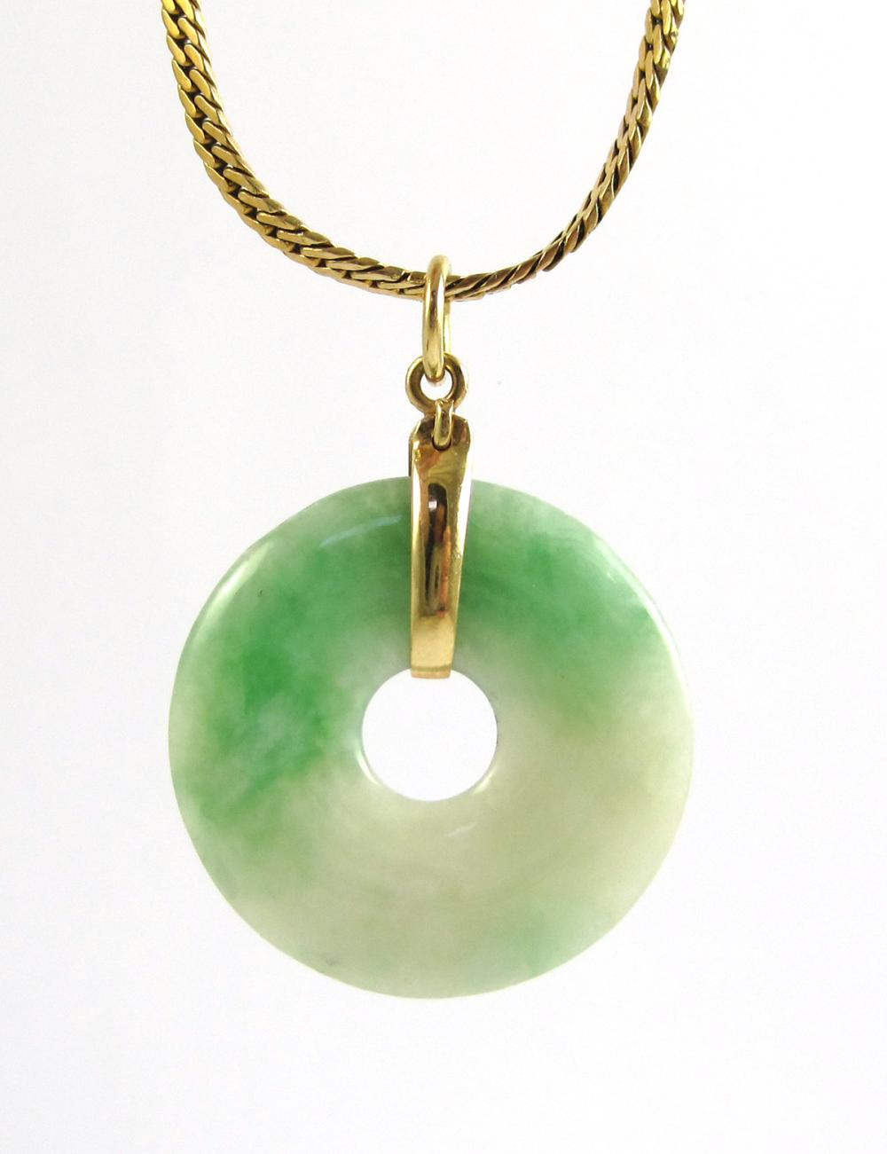 JADE AND FOURTEEN KARAT GOLD