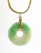 JADE AND FOURTEEN KARAT GOLD P