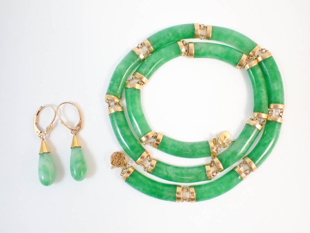 JADE AND FOURTEEN KARAT GOLD
