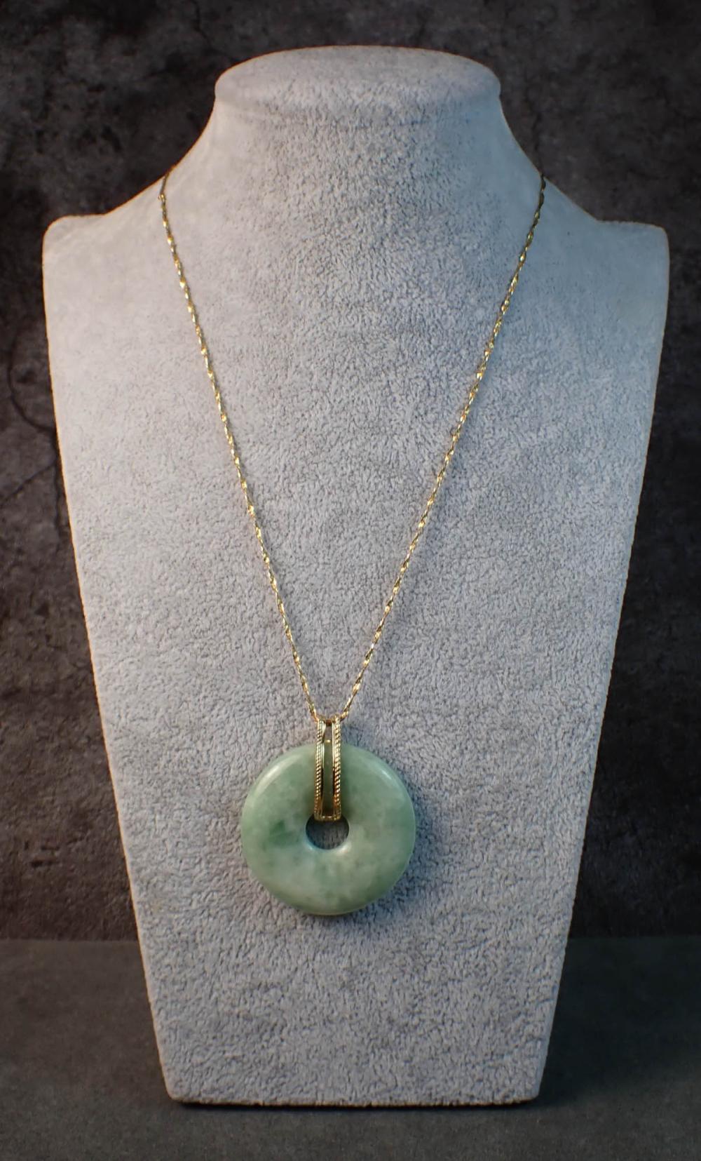 JADE AND FOURTEEN KARAT GOLD
