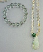 JADE AND QUARTZ BEAD NECKLACE