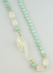 JADE BEAD AND FROSTED QUARTZ N