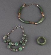 JADE BEADED BRACELETS & RING,