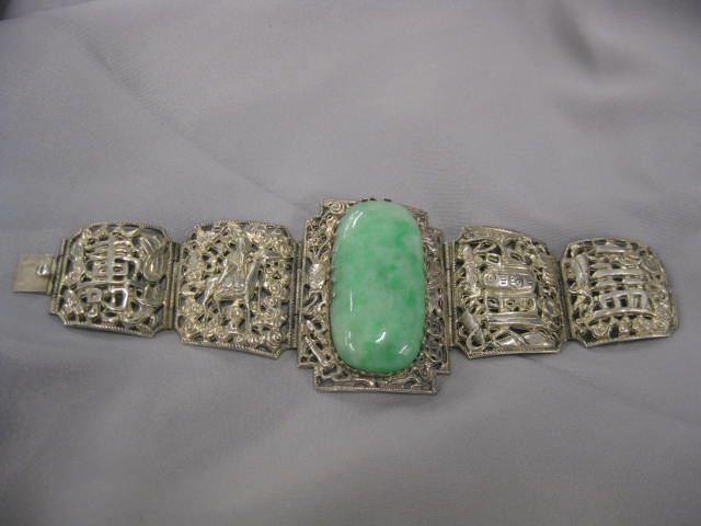 Jade Bracelet large mottled green