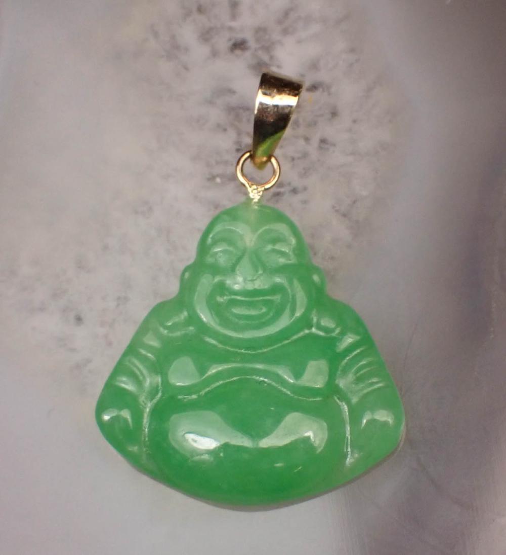 JADE BUDDAH PENDANT WITH 14 KARAT