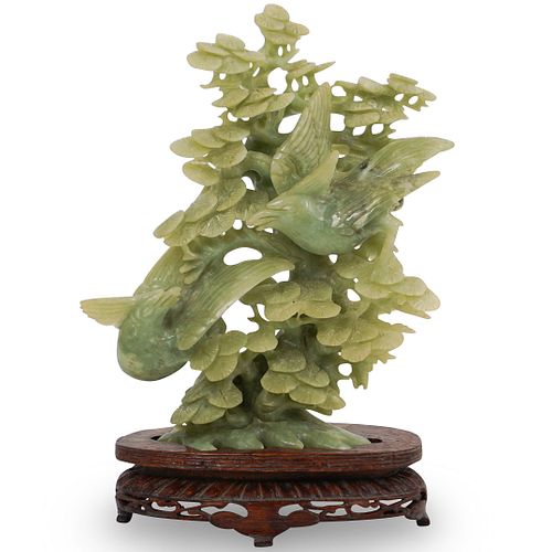JADE CARVED BIRD STATUEDESCRIPTION: