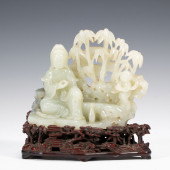 JADE - CARVED GUANYIN WITH BAM