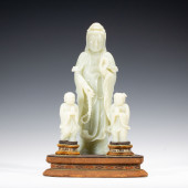 JADE - CARVED STATUE OF GUANYI