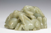 JADE CARVING OF THREE RAMS BRI