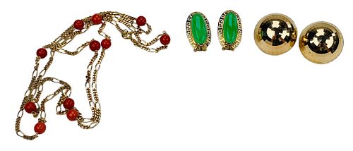 JADE, CORAL, EARRINGSJade, Coral,