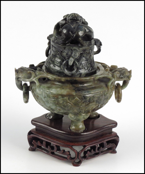 JADE COVERED URN. Provenance: The