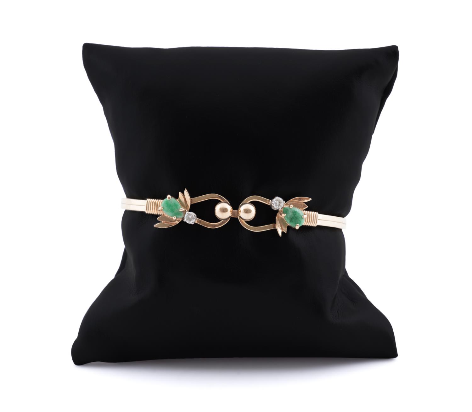 JADE, DIAMOND & 14K YELLOW GOLD