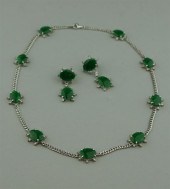JADE, DIAMOND AND 14K WHITE GO