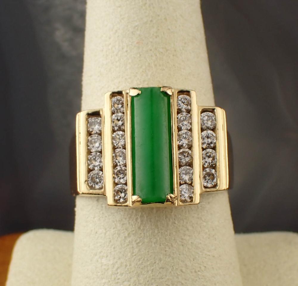 JADE, DIAMOND AND EIGHTEEN KARAT
