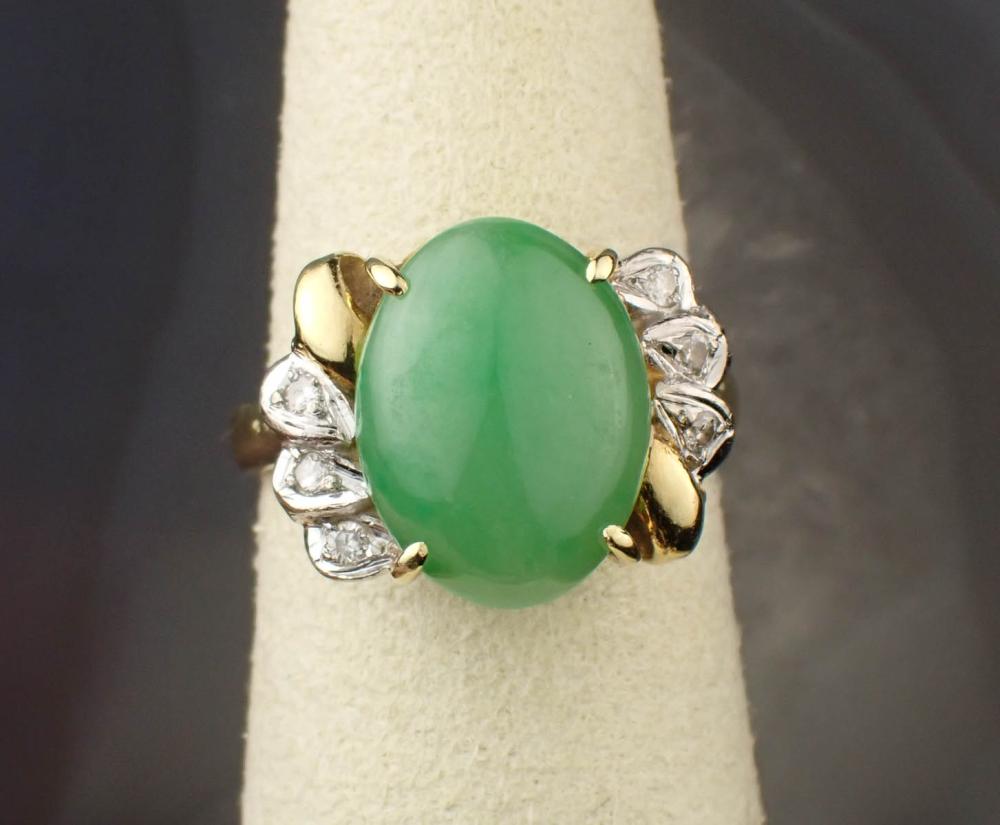 JADE, DIAMOND AND FOURTEEN KARAT