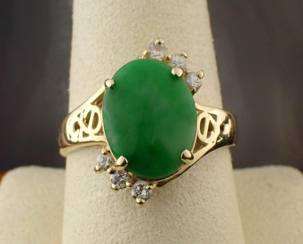 JADE, DIAMOND AND FOURTEEN KARAT