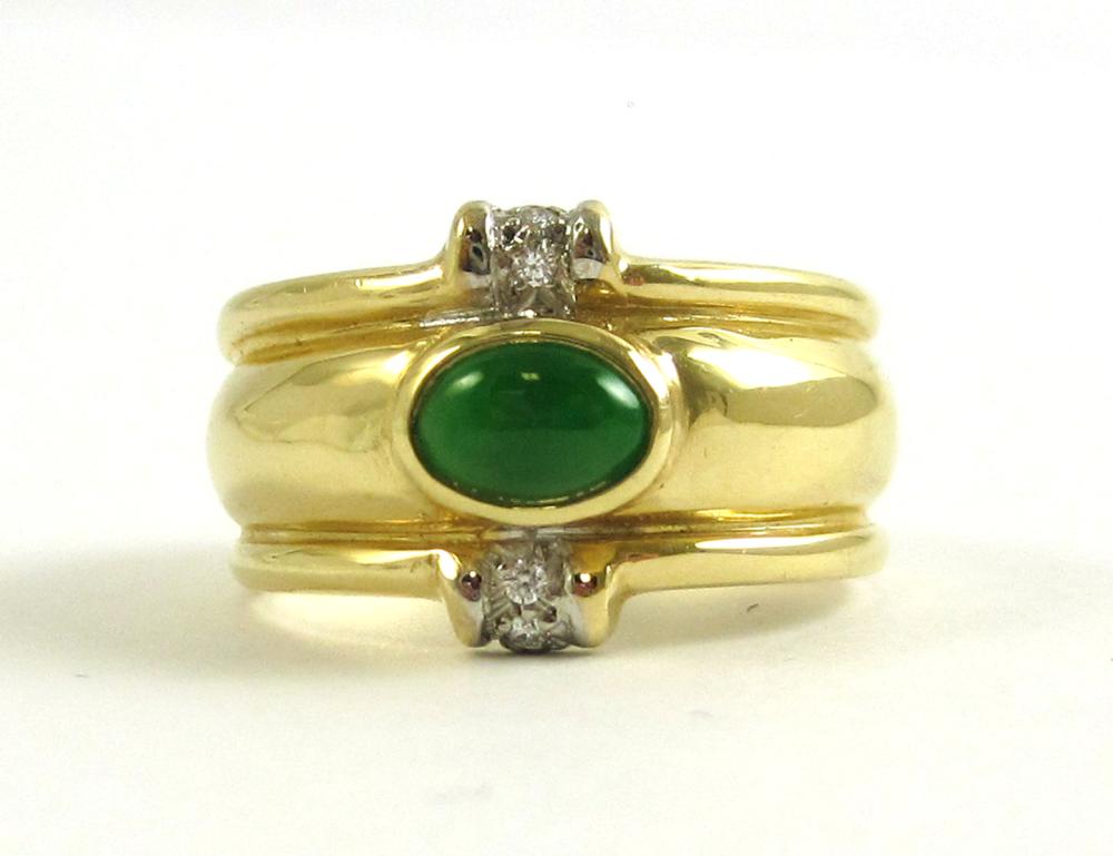 JADE, DIAMOND AND FOURTEEN KARAT
