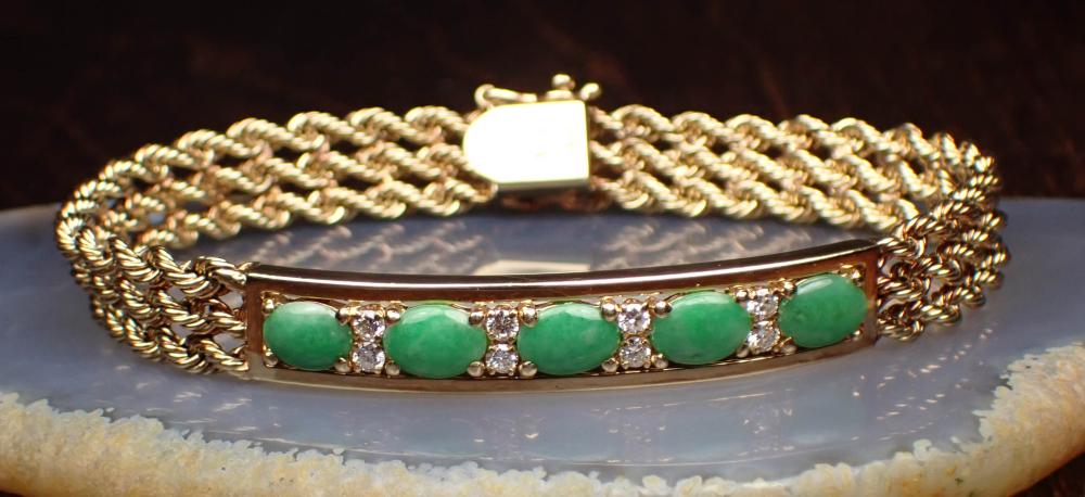JADE, DIAMOND AND GOLD CHAIN