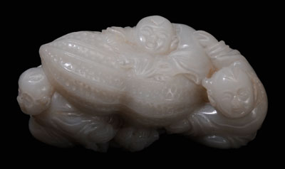 Jade Figural Group Qing Dynasty,