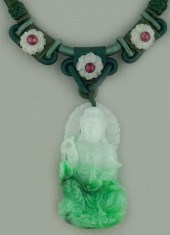 JADE GLASS BUDDHA PENDANT ON H
