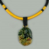 JADE GLASS PENDANT AND HAND BR