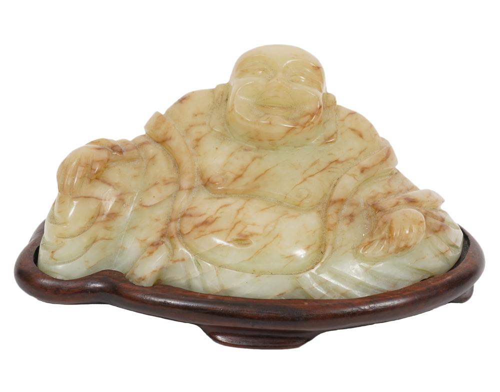 JADE 'HAPPY' BUDDHA ON CARVED