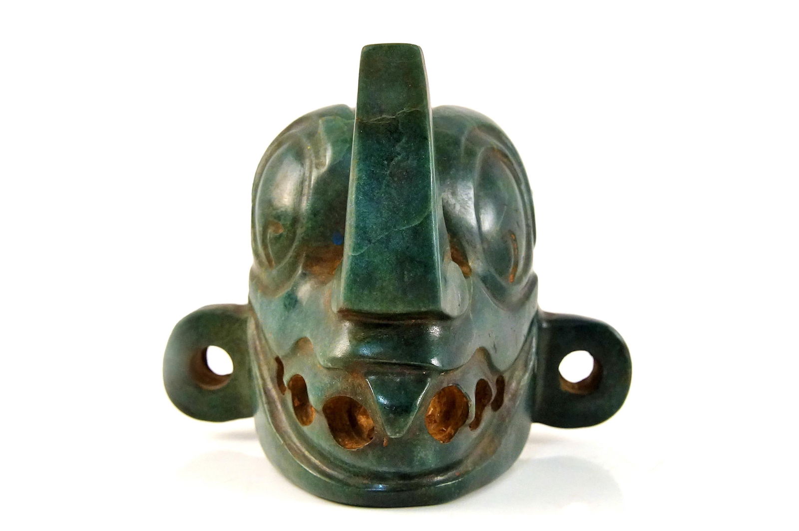JADE HEAD OF MAYAN RAIN GOD OR