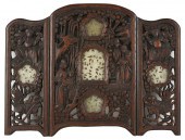 JADE-INLAID CARVED WOOD TABLE