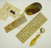 JADE LOTThree jade items, and