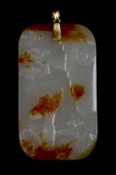 JADE PLAQUEof a pale celadon t