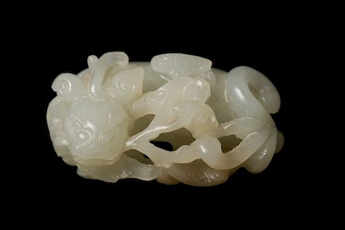 JADE QILIN JADE WITH RUYI LOTUS