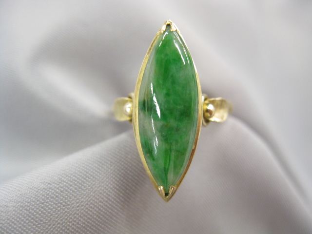 Jade Ring marquise shape mottled