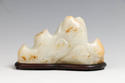 JADE SCHOLAR'S ROCK WITH STANDof an