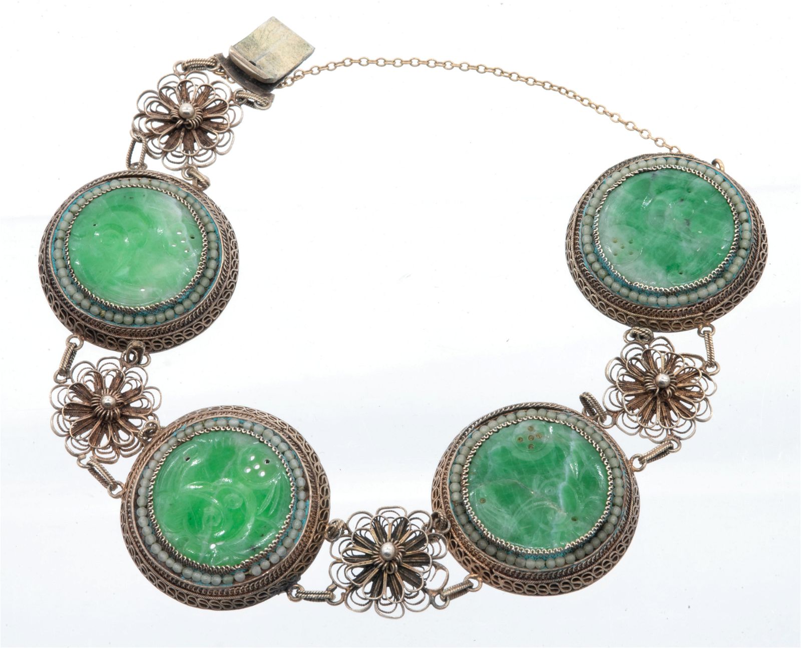 JADE & SEED PEARL FILIGREE