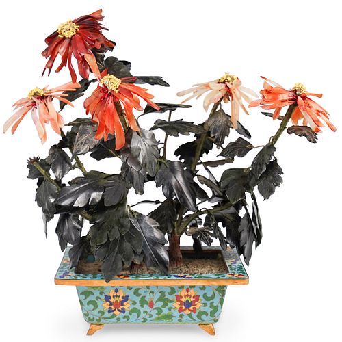 JADE TREE WITH CLOISONNE