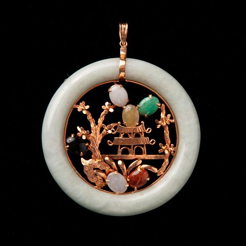 JADEITE JADE 14K PENDANT W/