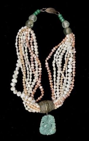 JADEITE, PEARL AND AQUAMARINE